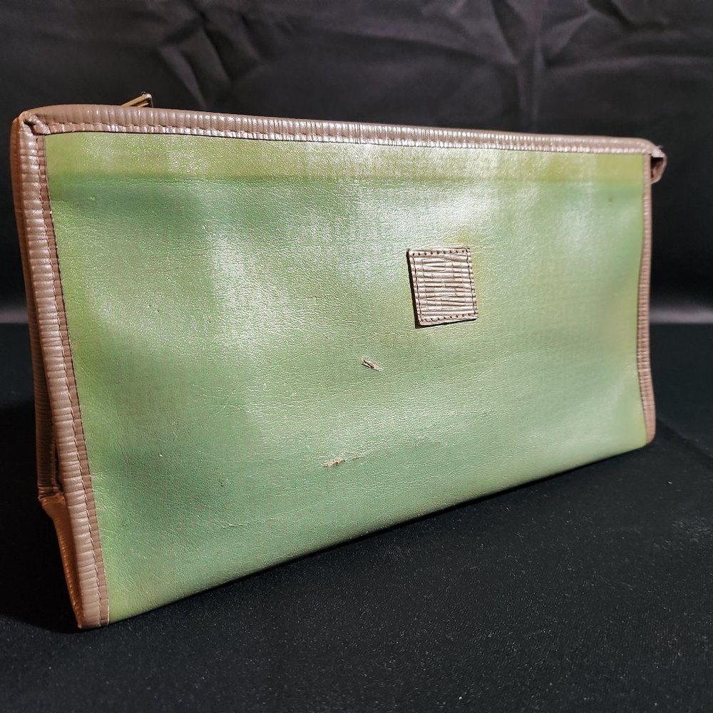 Rare Vintage Green Fendi Zucchino Monogram Clutch